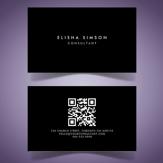 Luxe, zwarte en witte QR-CODE Visitekaartje