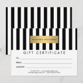 Luxe zwarte en witte strepen Cadeaubon (Voorkant / Achterkant)