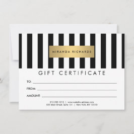 Luxe zwarte en witte strepen Cadeaubon