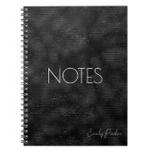 Luxe zwarte faux glitter strepen patroon notitieboek (Voorkant)