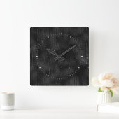 Luxe zwarte faux glitter strepen patroon vierkante klok (Huis)
