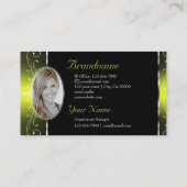 Luxe zwarte gele  grenzen met foto visitekaartje (Achterkant)