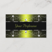 Luxe zwarte gele  grenzen met foto visitekaartje (Voorkant)