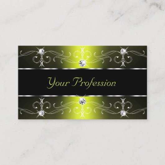 Luxe zwarte gele  grenzen met foto visitekaartje (Voorkant)