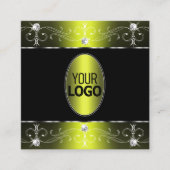 Luxe zwarte gele  Ornamenten met Logo Vierkante Visitekaartje (Voorkant)