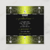 Luxe zwarte gele  Ornamenten met Logo Vierkante Visitekaartje (Achterkant)