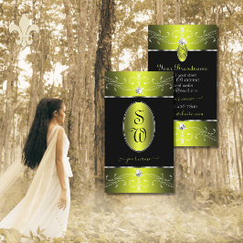 Luxe zwarte gele  Ornamenten Monogram Visitekaartje