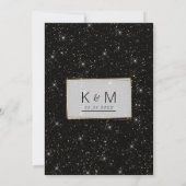 Luxe zwarte glazen goudglitter confetti Weddenscha Kaart (Achterkant)
