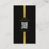 Luxe zwarte Gold QR-code sociale media Visitekaartje (Voorkant)