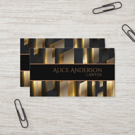 Luxe zwarte goudelegante jurist Visitekaartje (Voorkant / Achterkant in situ)