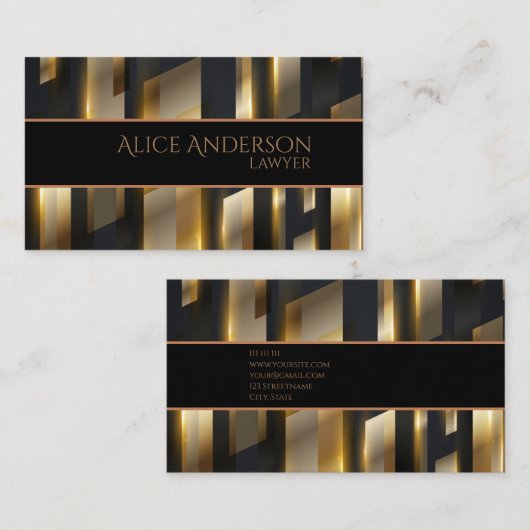 Luxe zwarte goudelegante jurist Visitekaartje (Voorkant / Achterkant)