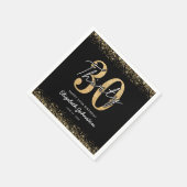 Luxe zwarte & gouden 30e verjaardag servetten (Hoek)