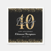 Luxe zwarte gouden 40e verjaardag servetten (Voorkant)