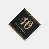 Luxe zwarte gouden 40e verjaardag servetten (Hoek)