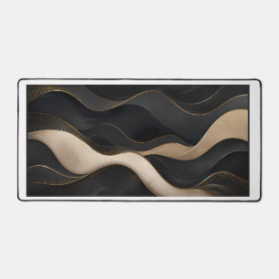 Luxe Zwarte Gouden Abstracte Golf Bureau Mat