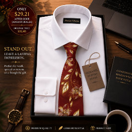 Luxe zwarte & gouden bloem halsdoek voor heren – E Stropdas
