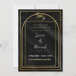 Luxe Zwarte Gouden Boog Bruiloft Kaart