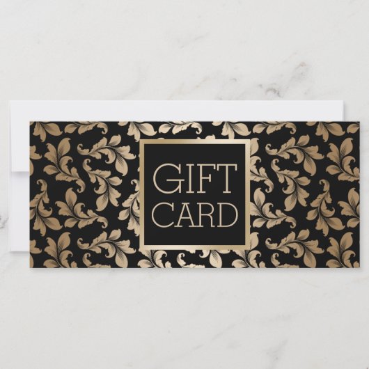 Luxe zwarte & gouden damast salon cadeaubonnen (Voorkant)