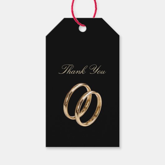 Luxe Zwarte Gouden Dank Je Trouwringen Cadeaulabel (Voorkant)