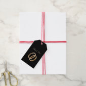 Luxe Zwarte Gouden Dank Je Trouwringen Cadeaulabel (Met Touw)