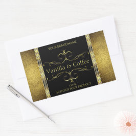 Luxe zwarte gouden Glitter-grenzen Productlabel Rechthoekige Sticker