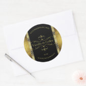 Luxe zwarte gouden Glitter-grenzen Productlabel Ronde Sticker (Envelop)