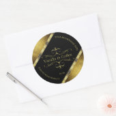 Luxe zwarte gouden Glitter-grenzen Productlabel Ronde Sticker (Envelop)