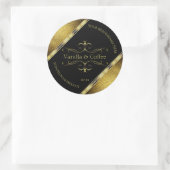 Luxe zwarte gouden Glitter-grenzen Productlabel Ronde Sticker (Tas)