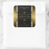 Luxe zwarte gouden Glitter-grenzen Productlabel Vierkante Sticker (Tas)