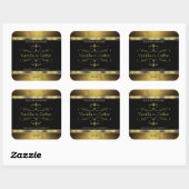 Luxe zwarte gouden Glitter-grenzen Productlabel Vierkante Sticker (Vel)