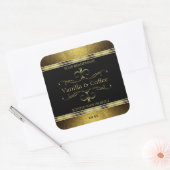 Luxe zwarte gouden Glitter-grenzen Productlabel Vierkante Sticker (Envelop)