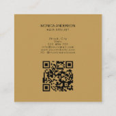 Luxe zwarte gouden haar script schaar QR-code Vierkante Visitekaartje (Achterkant)