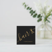 Luxe zwarte gouden haar script schaar QR-code Vierkante Visitekaartje (Staand voorkant)