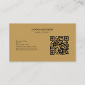 Luxe Zwarte Gouden Haar Script Schaar QR Code Visitekaartje (Achterkant)