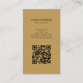 Luxe Zwarte Gouden Haar Script Schaar QR Code Visitekaartje (Achterkant)