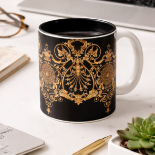Luxe zwarte & gouden marmeren koffiemok   Elegante Tweekleurige Koffiemok