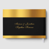 Luxe Zwarte Gouden Monogram Script Trouwboek Gastenboek (Achterkant)