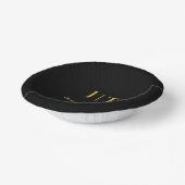 Luxe zwarte & gouden monogram trouwpapier bord (Gebogen)