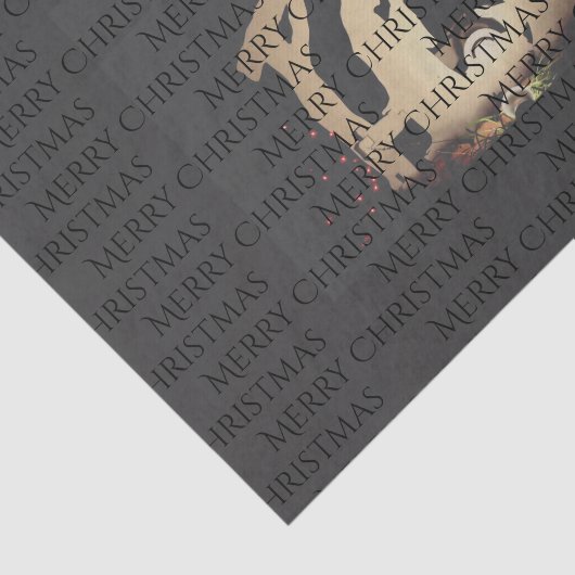 Luxe zwarte gouden nativiteit Vrolijk kerstfeest Tissuepapier (Detail)