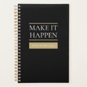 Luxe zwarte & gouden planner | Aangepaste naam & j (Voorkant)