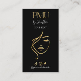 Luxe zwarte & gouden PMU-afspraakkaart Afsprakenkaartje