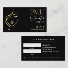 Luxe zwarte & gouden PMU-afspraakkaart Afsprakenkaartje