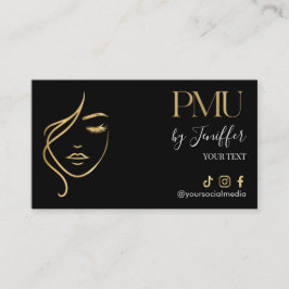 Luxe zwarte & gouden PMU-afspraakkaart Afsprakenkaartje