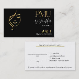 Luxe zwarte & gouden PMU-afspraakkaart Afsprakenkaartje