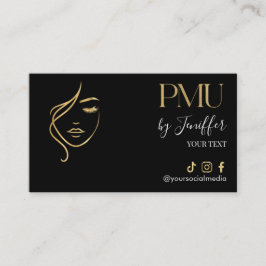 Luxe zwarte & gouden PMU-afspraakkaart Afsprakenkaartje
