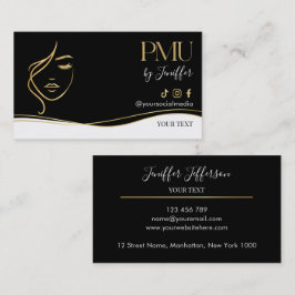 Luxe zwarte & gouden PMU-businesskaart Visitekaartje