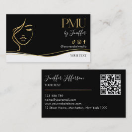 Luxe zwarte & gouden PMU-businesskaart Visitekaartje