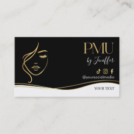 Luxe zwarte & gouden PMU-businesskaart Visitekaartje