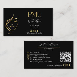 Luxe zwarte & gouden PMU-businesskaart Visitekaartje