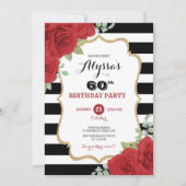 Luxe Zwarte Gouden Rode Rozen Volwassen Vrouw Verj Kaart (Voorkant)